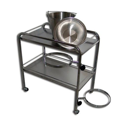 Carro de curación con cubeta y lebrillo